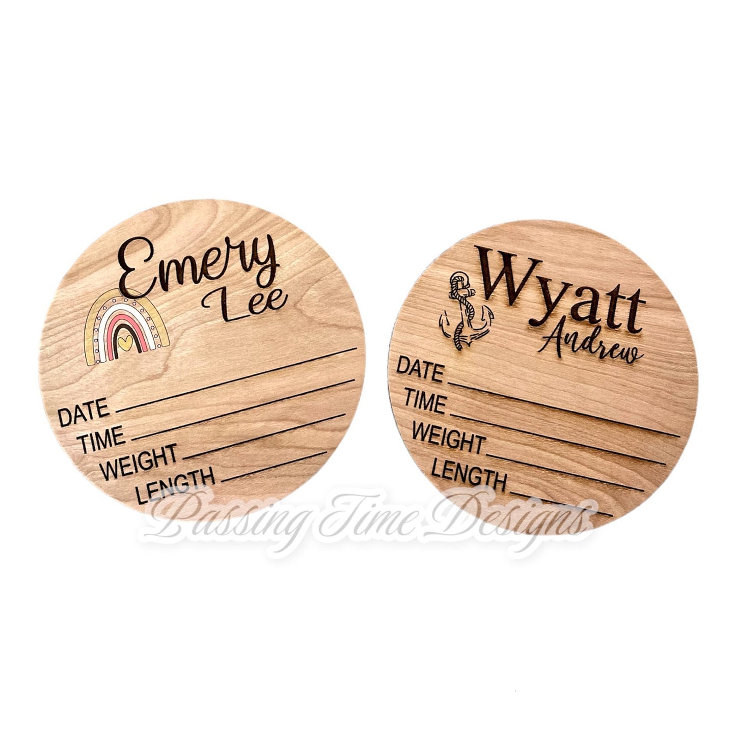 Birth announcement sign / rainbow or anchor (1piece)
