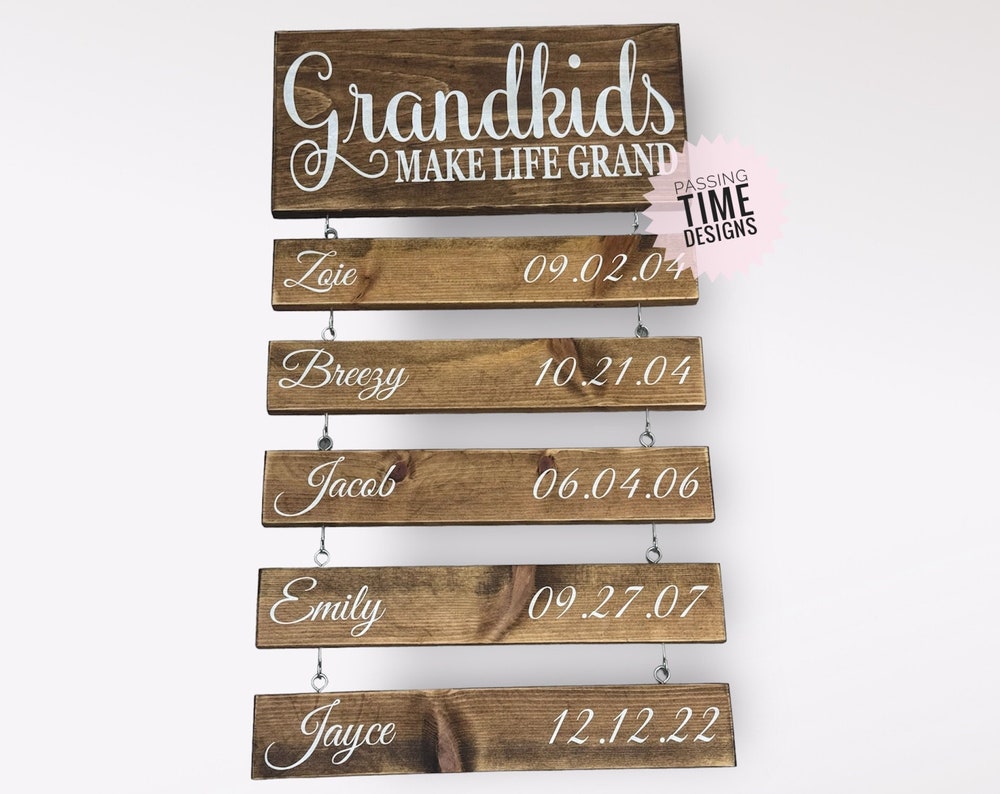 "Grandkids Make Life Grand" wood sign