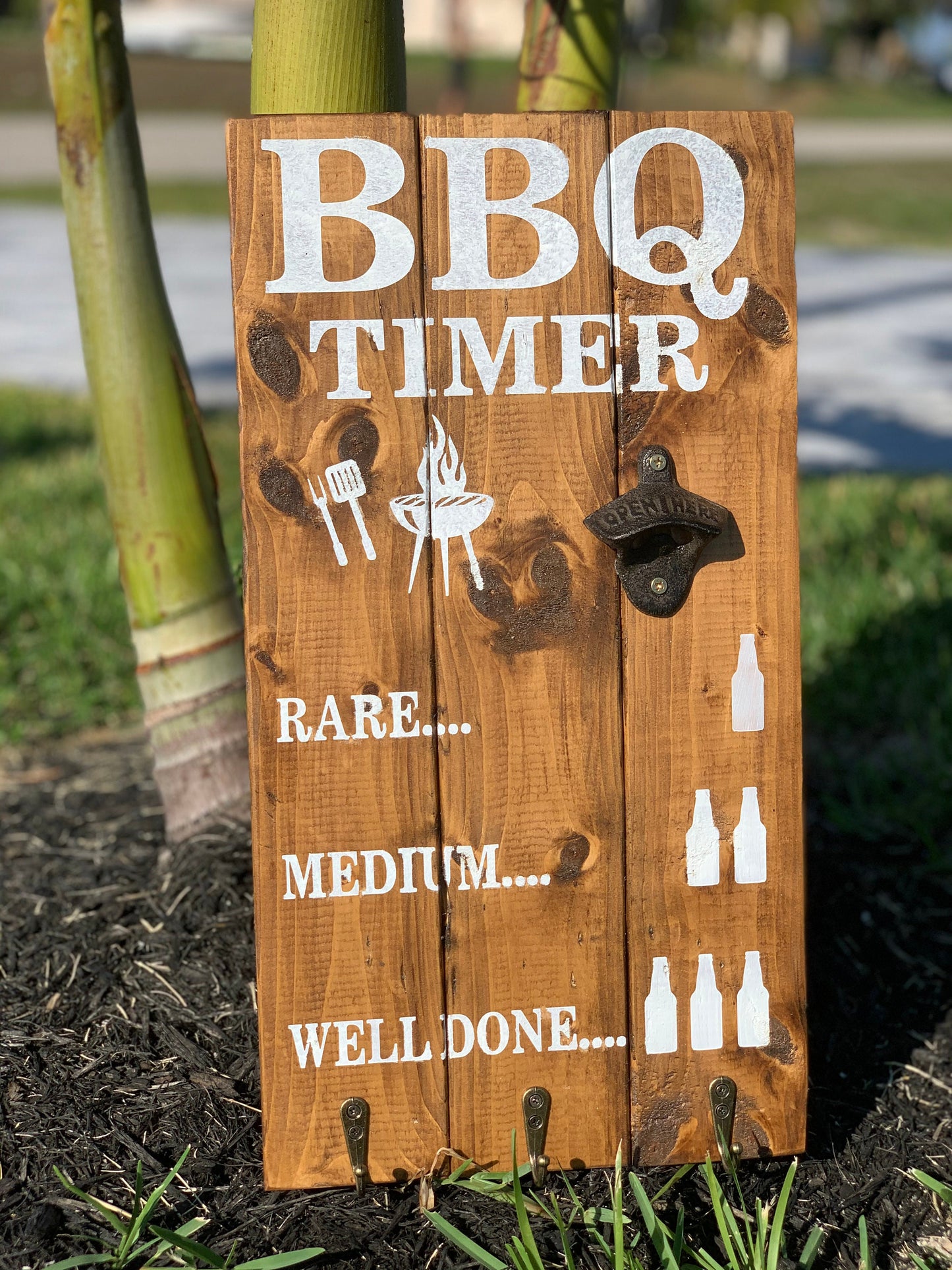 Personalized BBQ Timer Sign with bottle opener