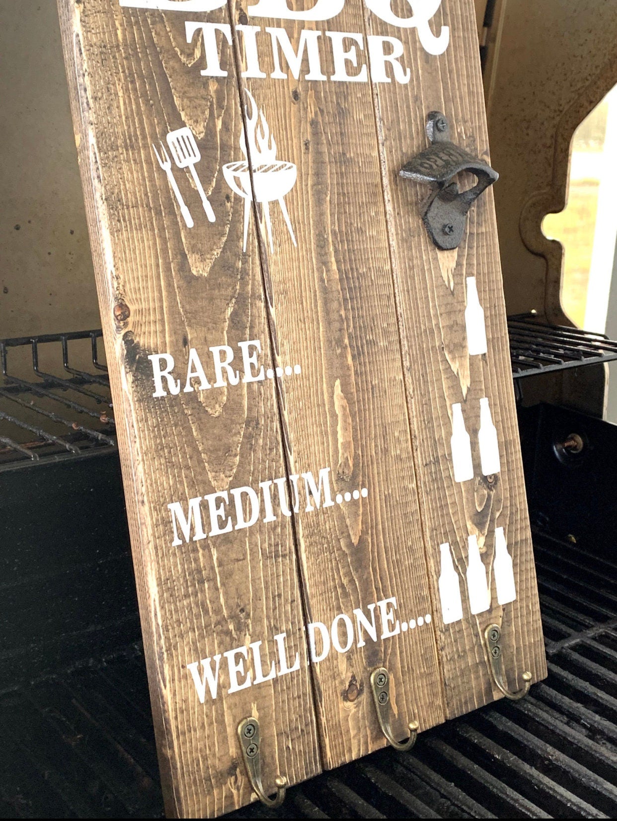 Personalized BBQ Timer Sign with bottle opener