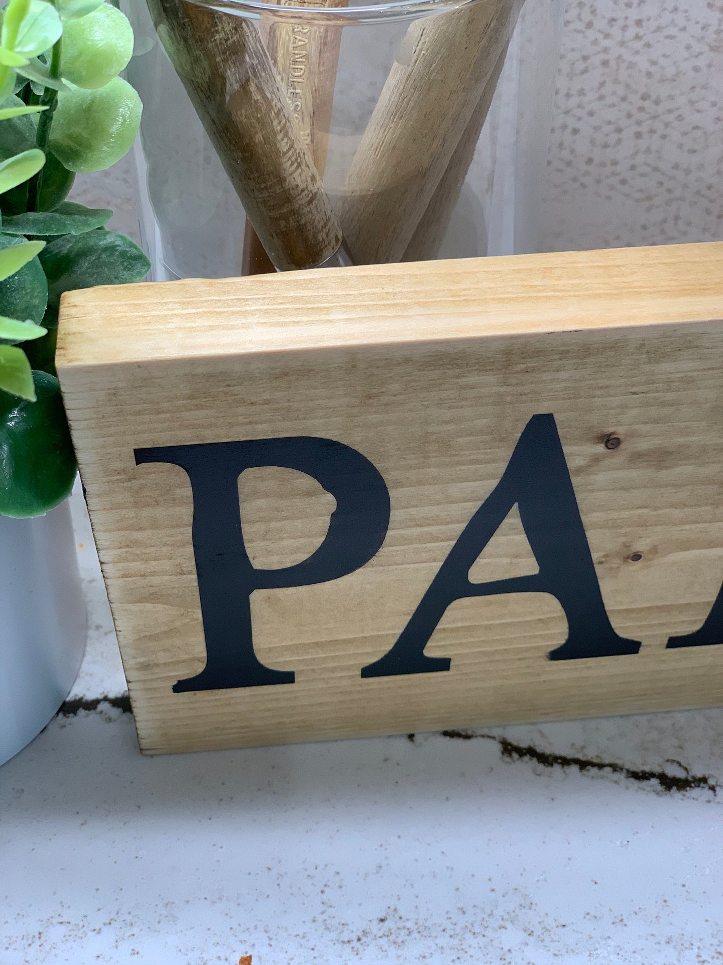 Wood pantry sign