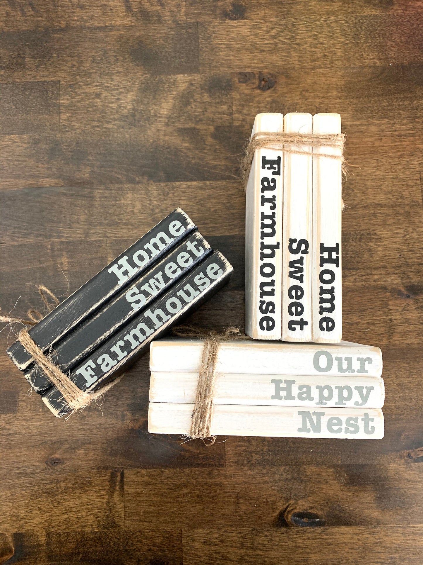 Mini wood book stack( 1 set of books)