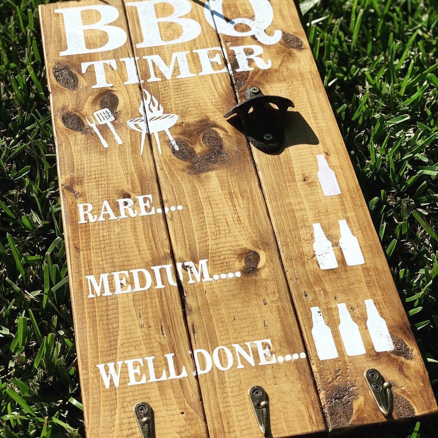 Personalized BBQ Timer Sign with bottle opener