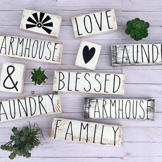 farmhouse wood blocks ,customized (1 piece)