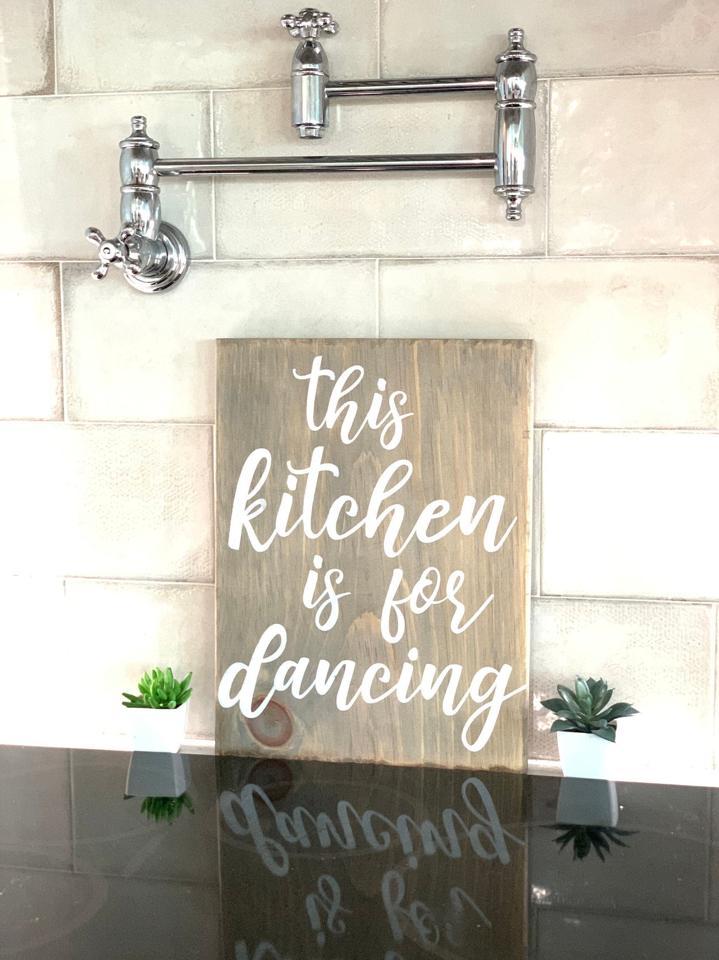 This kitchen is for dancing wood sign