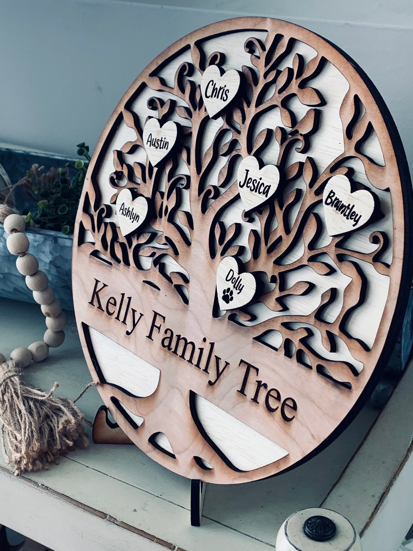 3D family tree sign personalized