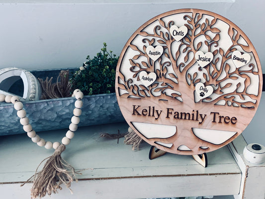 3D family tree sign personalized