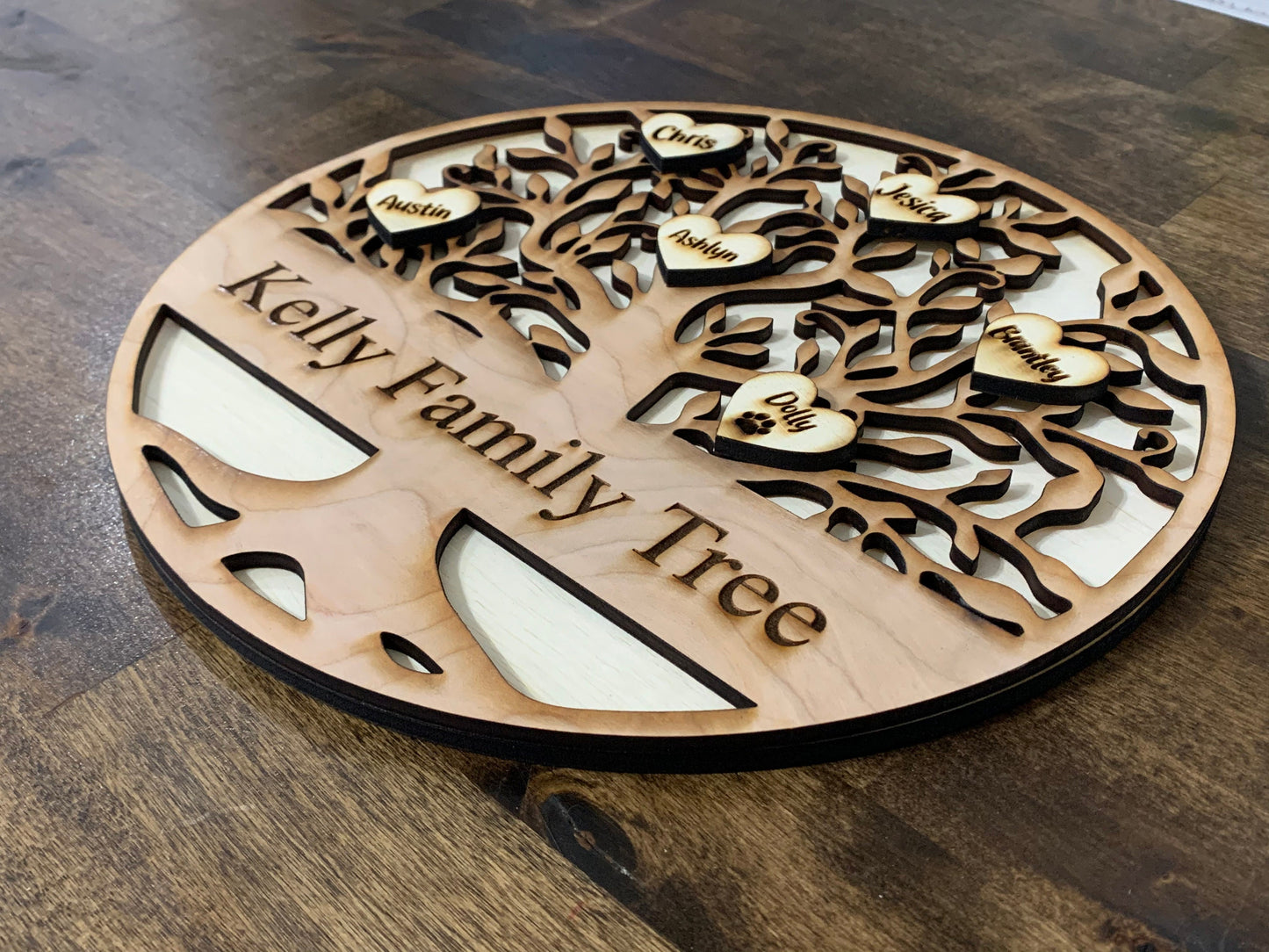 3D family tree sign personalized