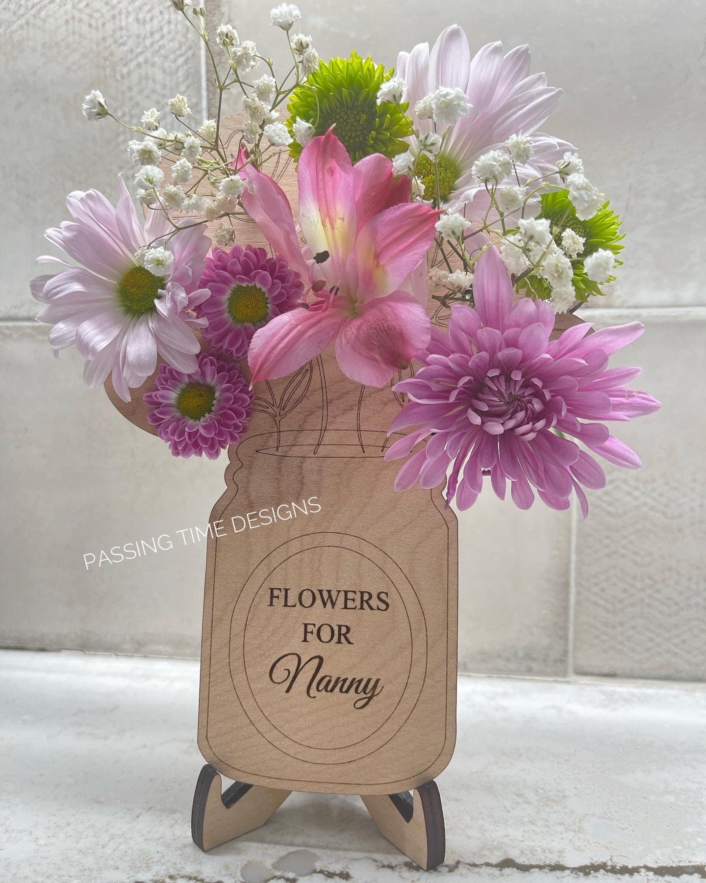 Personalized flower holder with stand