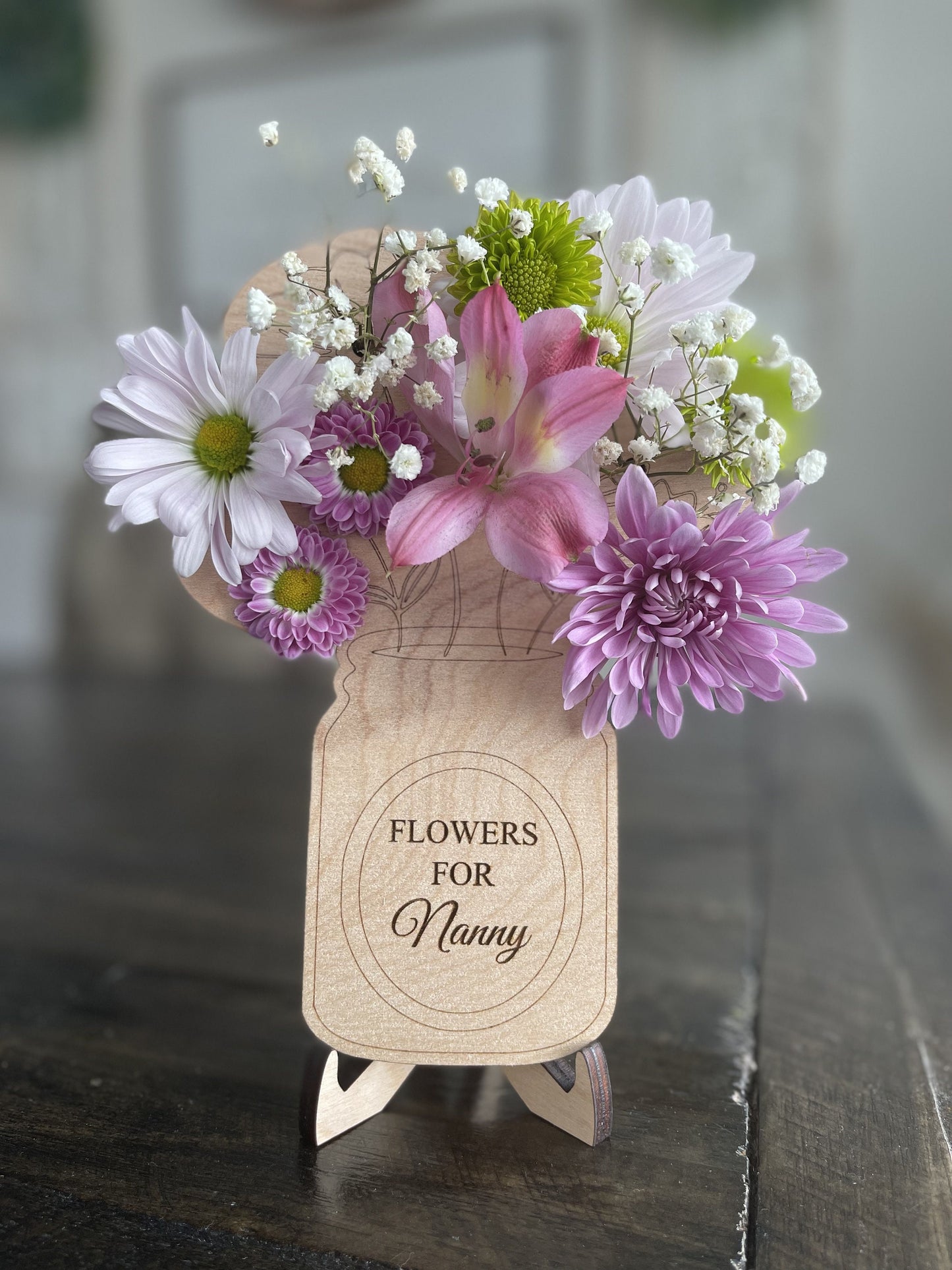 Personalized flower holder with stand