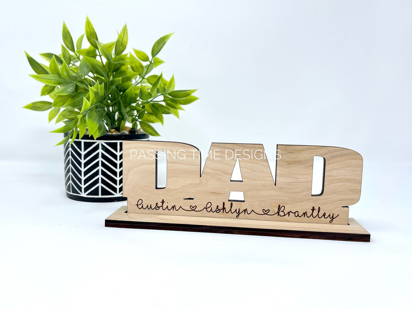 Personalized wood name sign with stand