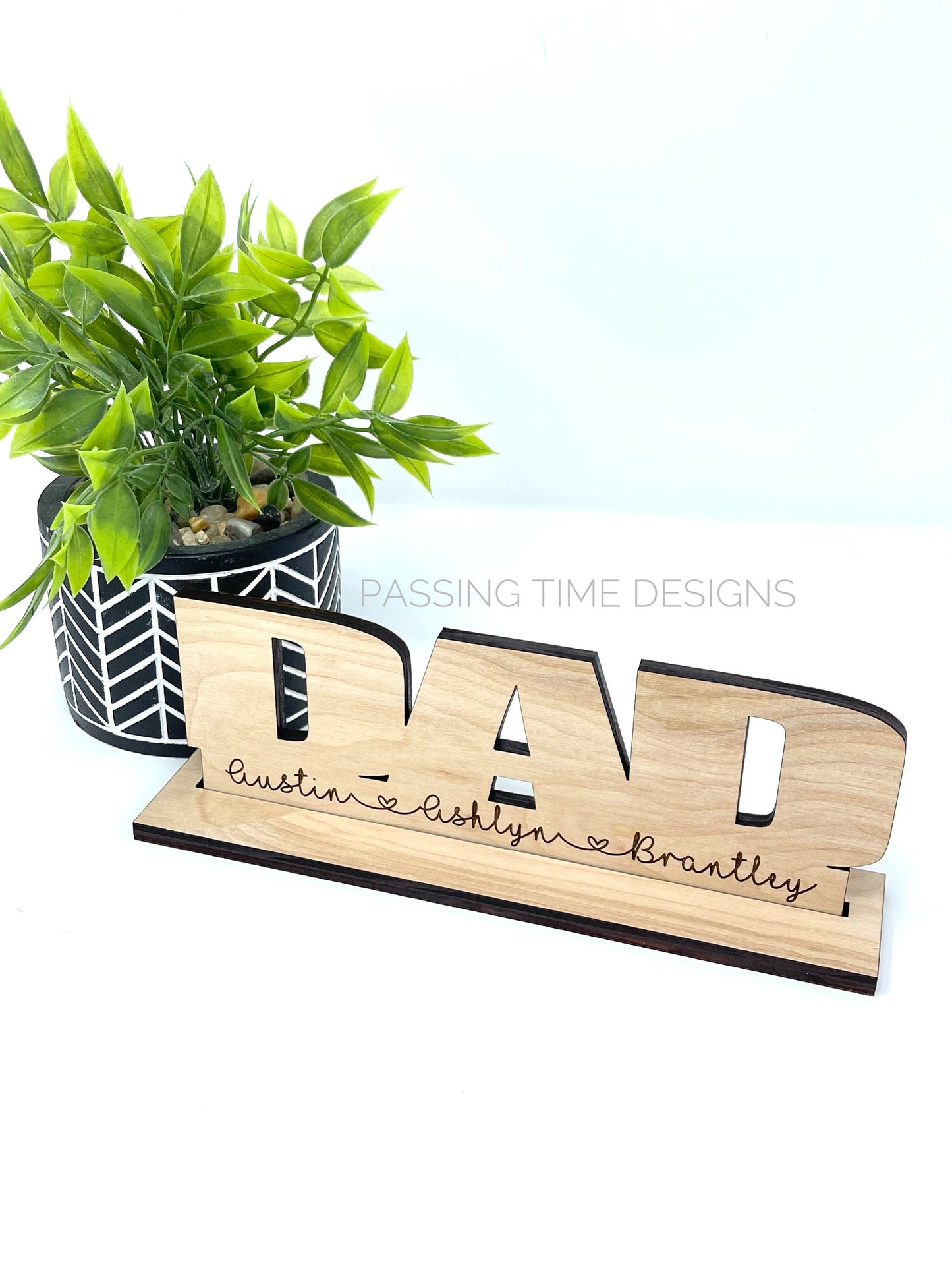 Personalized wood name sign with stand